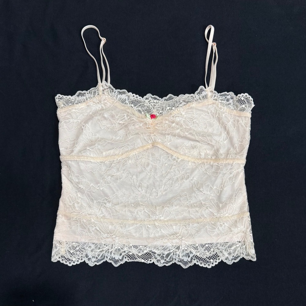Intimately Free People Lace Camisole Womens Small Cream Rosebud Dainty Coquette - Picture 6 of 9